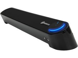 Desktop Computer Sound Bar Speaker w/ Easy Access Headphone & Mic Jacks by GOgroove - SonaVERSE UBR (Blackout) - USB Powered, LED accents, Compact 16.5" Length, Angled Design - Ideal for Small Desks