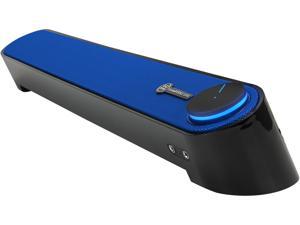 Desktop Computer Sound Bar Speaker w/ Easy Access Headphone & Mic Jacks by GOgroove - SonaVERSE UBR (Blue) - USB Powered, LED accents, Compact 16.5" Length, Angled Design - Ideal for Small Desks