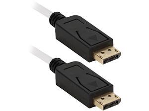 Qvs 6Ft Displayport Ultrahd 4K White Cable With Black Connectors & Latches Qvs 6Ft Displayport Ultrahd 4K White Cable With Black Connectors & Latches