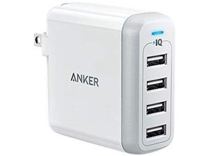 Anker 40W 4-Port USB Wall Charger with Foldable Plug, PowerPort 4 for iPhone 11/11 Pro/Max/ XS/XS Max/XR /X/8/7/6/Plus, iPad Pro/Air 2/Mini 4/3, Galaxy/Note/Edge, LG, Nexus, HTC, and More (White)