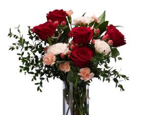 Farm Direct Fresh Flowers Bouquet- Mixed Red Roses with Free Vase