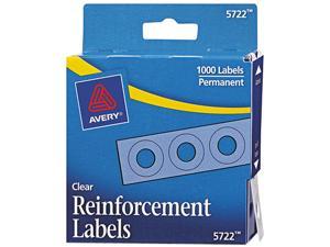 Avery 05722 Hole Reinforcements, 1/4" Diameter, Clear, 1000/Pack