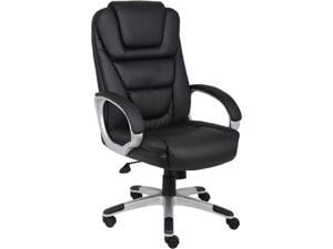 Boss Office Products Boss Black Upholstered with LeatherPlus Executive Chair B8601
