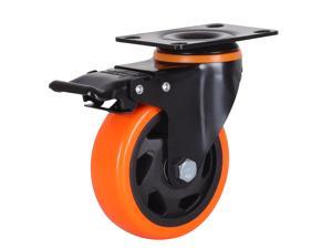 Nippon Labs 4 Inch Swivel Caster Wheels with 2 Brakes  Screws No Noise Wheels Heavy Duty  300 Lbs Per Caster Orange Pack of 4