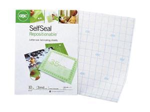 3747410 GBC SelfSeal Repositionable Laminating Sheets, 3mm., 9 x 12, 10/Pack