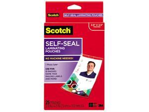LS852G Scotch Self-Sealing Laminating Pouches, 12.5 mil, 2 15/16 x 4 1/16, ID Size, 25/Pack LS852G Scotch Self-Sealing Laminating Pouches, 12.5 mil, 2 15/16 x 4 1/16, ID Size, 25/Pack