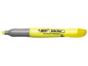 BIC BLMG11-YW Brite Liner Grip XL Highlighter, Chisel Tip, Fluorescent Yellow Ink, 12/Pk