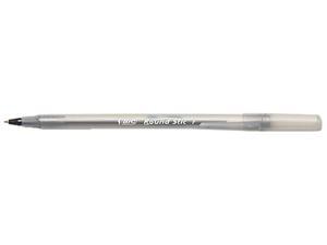BIC Round Stic Ballpoint Pen, Translucent Barrel, Black Ink, Fine Point (Dozen)