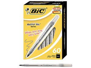 BIC BICGSM609BK Round Stic Xtra Life Ballpoint, Black Ink, 1mm, Medium, 60/Box BIC BICGSM609BK Round Stic Xtra Life Ballpoint, Black Ink, 1mm, Medium, 60/Box