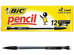 BIC MP11 Mechanical Pencil, HB #2, 0.70 mm, Clear Barrel, Refillable, Dozen