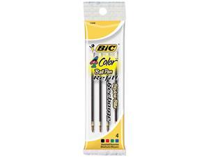 BIC MRM41 Refill for 4-Color Retractable Ballpoint, Medium, BLK, BE, GN, Red Ink
