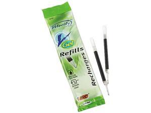 BIC RRLCP21-BK Refill for Velocity Gel Roller Ball, Medium, Black Ink, 2/Pack