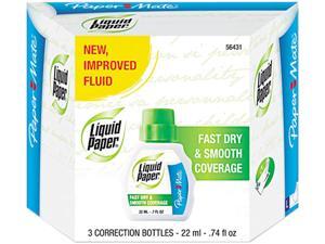 Paper Mate Liquid Paper 5643115 Fast Dry Correction Fluid, 22 ml Bottle, White, 3/Pack Paper Mate Liquid Paper 5643115 Fast Dry Correction Fluid, 22 ml Bottle, White, 3/Pack