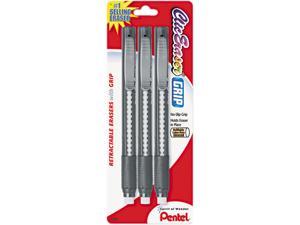 Pentel ZE21BP3-K6 Clic Eraser Pencil-Style Grip Eraser, Assorted, 3/Pack