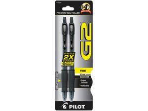 Pilot 31031 G2 Gel Roller Ball Pen, Retractable, Black Ink, 0.7mm Fine, 2 per Pack