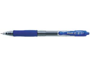 Pilot 31021 - G2 Retractable Gel Ink Pen Fine Pen Point Type - 0.7 mm - Blue Ink - Clear Barrel - 12 / Dozen