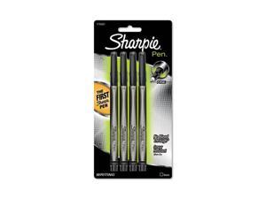 Sharpie 1742661 Plastic Point Stick Permanent Water Resistanat Pen, Black Ink, Fine, 4 per Pack