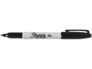Sharpie 30001 Permanent Marker, Fine Point, Black, Dozen
