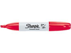 Sharpie 38202 Permanent Marker, 5.3mm Chisel Tip, Red, Dozen