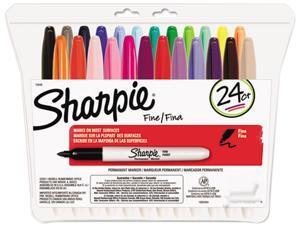Sharpie 75846 Permanent Markers, Fine Point, Assorted, 24/Set