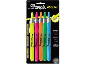 Sharpie 28175PP Retractable Highlighters, Chisel Tip, Assorted Fluorescent Colors, 5/Set Sharpie 28175PP Retractable Highlighters, Chisel Tip, Assorted Fluorescent Colors, 5/Set