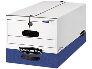 Bankers Box 0001103 Liberty Max Strength Storage Box, Ltr, 12 x 24 x 10, White/Blue, 4/Carton