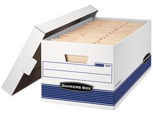 Bankers Box 00701 - Stor/File Storage Box, Letter, Lift Lid , 12" x 24" x 10", White/Blue 12/Carton
