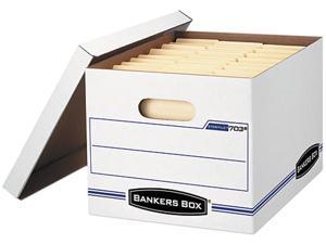 Bankers Box 00703 Stor/File Storage Box, Letter/Legal, Lift-off Lid, White/Blue, 12/Carton