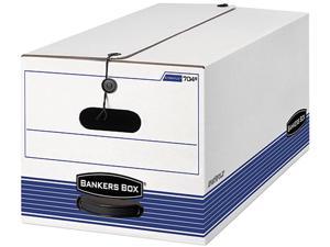 Bankers Box FEL00705 STOR/FILE Storage Box, Button Tie, Legal, White/Blue, 12/Carton