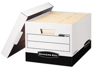 Bankers Box 00724 - R-Kive Max Storage Box, Legal/Letter, Locking Lid, White/Black, 12/Carton