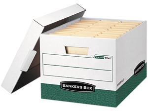 Bankers Box 07241 - R-Kive Max Storage Box, Letter/Legal, Locking Lid, White/Green, 12/Carton