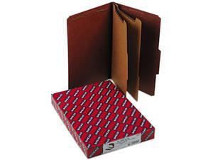 Smead 19075 Pressboard Classification Folders wSelf Tab, Legal, Six-Section, Red, 10/Box
