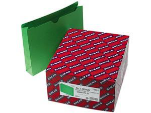 Smead 75563 File Jacket, Double-Ply Tab and 2" Expansion, Letter, 11 Point, Green, 50/Box