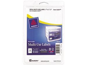 Avery 05434 Print or Write Removable Multi-Use Labels, 1 x 1-1/2, White, 500/Pack