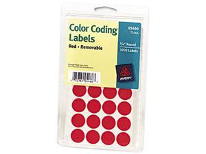 Avery 05466 Print or Write Removable Color-Coding Labels, 3/4in dia, Red, 1008/Pack