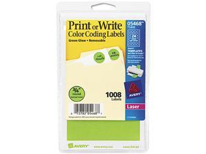 Avery 05468 Print or Write Removable Color-Coding Labels, 3/4in dia, Neon Green, 1008/Pack