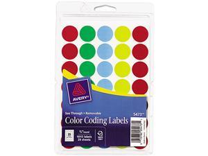 Avery 05473 See-Through Removable Color Dots, 3/4" dia, Assorted Colors, 1015/Pack
