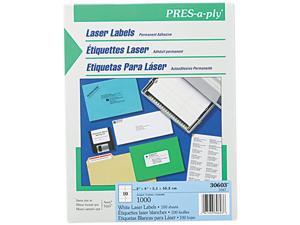 Avery 30603 Pres-A-Ply Laser Address Labels, 2 x 4, White, 1000/Box Avery 30603 Pres-A-Ply Laser Address Labels, 2 x 4, White, 1000/Box