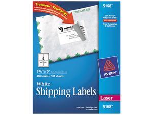 Avery 5168 Shipping Labels with TrueBlock Technology, 3-1/2 x 5, White, 400/Box