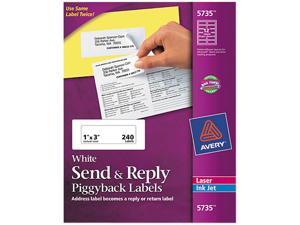 Avery Send & Reply Piggyback Mailing Labels, Sure Feed Technology, 1-5/8" x 4" Outer, 1" x 3" Inner, 240 Labels (5735) Avery Send & Reply Piggyback Mailing Labels, Sure Feed Technology, 1-5/8" x 4" Outer, 1" x 3" Inner, 240 Labels (5735)
