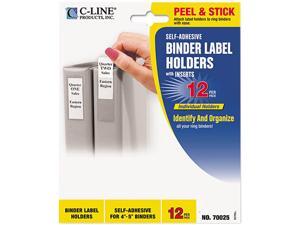 C-line 70025 Self-Adhesive Ring Binder Label Holders, Top Load, 1-3/4 x 3-1/4, Clear, 12/Pack C-line 70025 Self-Adhesive Ring Binder Label Holders, Top Load, 1-3/4 x 3-1/4, Clear, 12/Pack