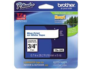 Brother P-Touch TZ Series Lettering Tape , 0.75"w, Blue on White