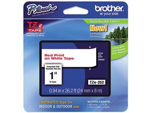 Brother 24mm (1") Red on White Laminated Tape (8m/26.2') (1/Pkg)