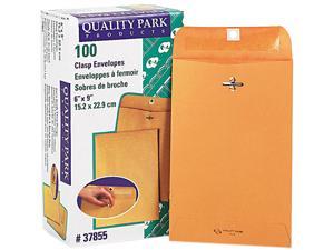 Quality Park 37855 Clasp Envelope, 6 x 9, 28lb, Light Brown, 100/Box