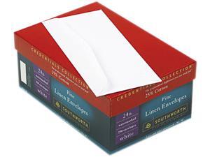 Southworth J554-10 25% Cotton Linen #10 Envelope, V-Flap, White, 250/Box