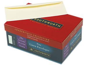 Southworth J564-10 Linen #10 Envelope, V-Flap, Ivory, 250/Box