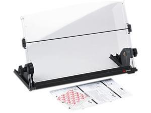 3M MMMDH630 In-Line Adjustable Desktop Copyholder, Plastic, 150 Sheet Capacity, Black/Clear