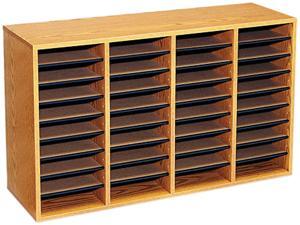 Safco 9424MO Wood/Laminate Literature Sorter, 36 Sections, 39 3/8 x 11 3/4 x 24, Medium Oak