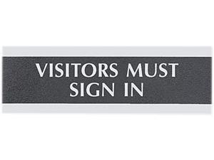 Headline Sign 4763 Century Series Office Sign, "Visitors Must Sign In", 9 x 3, Black/Silver Headline Sign 4763 Century Series Office Sign, "Visitors Must Sign In", 9 x 3, Black/Silver