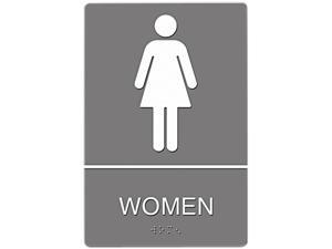 Headline Sign 4816 ADA Sign, Women Restroom Symbol w/Tactile Graphic, Molded Plastic, 6 x 9, Gray Headline Sign 4816 ADA Sign, Women Restroom Symbol w/Tactile Graphic, Molded Plastic, 6 x 9, Gray